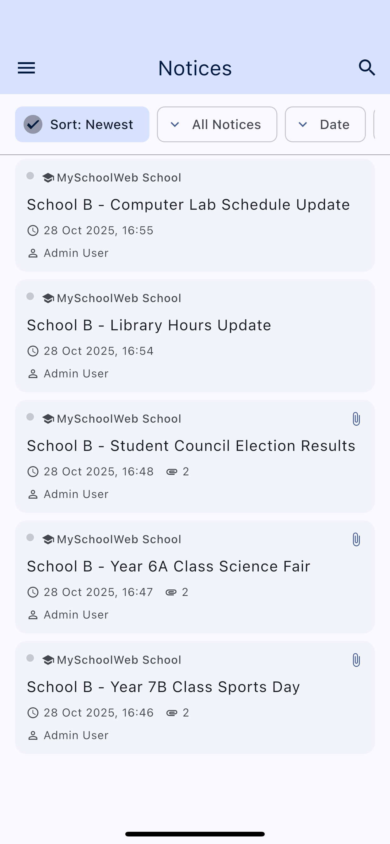 MySchools App - Notices Feed